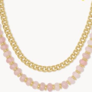 KENDRA SCOTT NECKLACE GOLD ROSE QUARTZ
